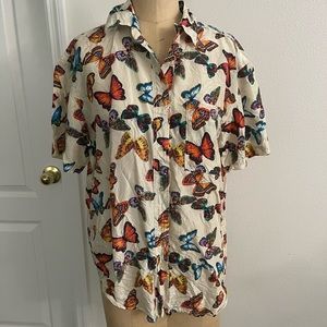 Silk butterfly button up